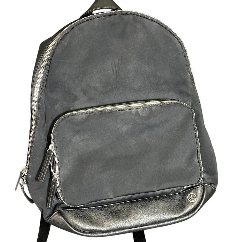 Haerfest Mercedes Benz Backpack Black Nylon Leather Trim Commuter Bag